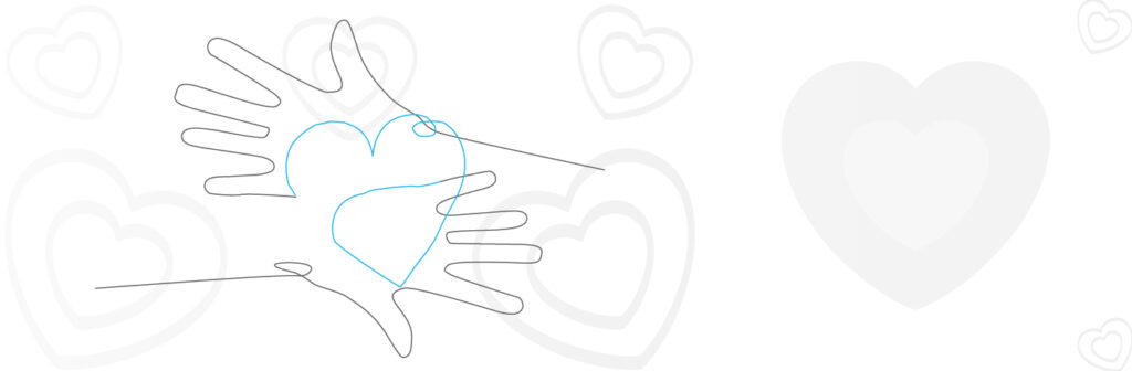 Zwei Hände halten ein Herz. Das Symbol für die gemeinsame Liebe. Bedingungslos. Die Illustration passt zur thematisierten Partnerschaft und deren Erfüllung.